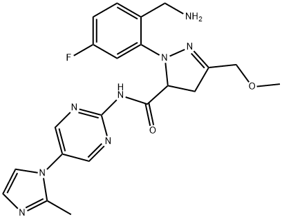 1-[2-(Aminomethyl)-5-fluorophenyl]-4,5-dihydro-3-(methoxymethyl)-N-[5-(2-methyl-1H-imidazol-1-yl)-2-pyrimidinyl]-1H-pyrazole-5-carboxamide|1-[2-(氨基甲基)-5-氟苯基]-4,5-二氢-3-(甲氧基甲基)-N-[5-(2-甲基-1H-咪唑-1-基)-2-嘧啶基]-1H-吡唑-5-甲酰胺