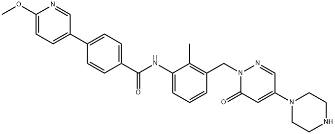 4-(6-甲氧基吡啶-3-基)-N-(2-甲基-3-((6-氧代-4-(哌嗪-1-基)哒嗪-1(6H)-基)甲基)苯基)苯甲酰胺,1103458-91-8,结构式