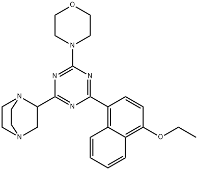 2-(1,4-diazobicyclo-2,2,2-octyl)-4-(1-ethoxy-4'-naphthyl)-6-(morpholinyl)-1,3,5-triazine Structure