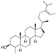 4-メチル-5α-スチグマスタン-7,24(28)-ジエン-3β-オール 化学構造式