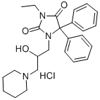 2,4-Imidazolidinedione, 5,5-diphenyl-3-ethyl-1-(2-hydroxy-3-(1-piperid inyl)propyl)-, monohydrochloride Structure