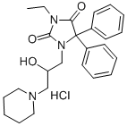 2,4-Imidazolidinedione, 5,5-diphenyl-3-ethyl-1-(2-hydroxy-3-(1-piperid inyl)propyl)-, monohydrochloride|