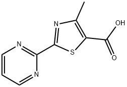 4-メチル-2-ピリミジン-2-イル-1,3-チアゾール-5-カルボン酸 化学構造式