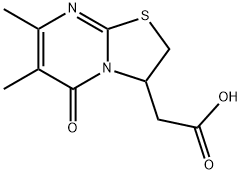 (6,7-Dimethyl-5-oxo-2,3-dihydro-5H-[1,3]thiazolo[3,2-a]pyrimidin-3-yl)acetic acid 化学構造式