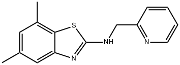 5,7-Dimethyl-N-(pyridin-2-ylmethyl)-1,3-benzothiazol-2-amine 化学構造式