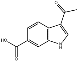 3-Acetyl-1H-indole-6-carboxylic acid 化学構造式