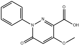 4-METHOXY-6-OXO-1-PHENYL-1,6-DIHYDROPYRIDAZINE-3-CARBOXYLIC ACID, 1105193-11-0, 结构式
