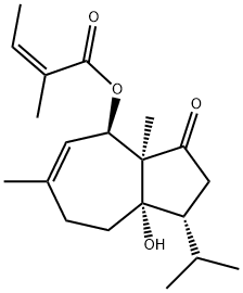 2-Methyl-2-butenoic acid [1,2,3,3a,4,7,8,8a-octahydro-8a-hydroxy-3a,6-dimethyl-1-isopropyl-3-oxoazulen-4-yl] ester 结构式