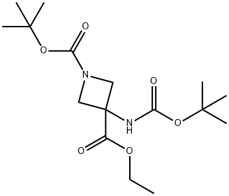 1-O-TERT-BUTYL 3-O-ETHYL 3-[(2-METHYLPROPAN-2-YL)OXYCARBONYLAMINO]AZETIDINE-1,3-DICARBOXYLATE, 1105662-59-6, 结构式