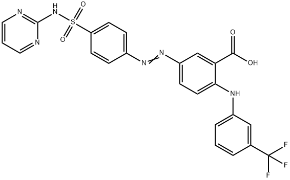 Benzoic  acid,  5-[[4-[(2-pyrimidinylamino)sulfonyl]phenyl]azo]-2-[[3-(trifluoromethyl)phenyl]amino]-  (9CI) Structure