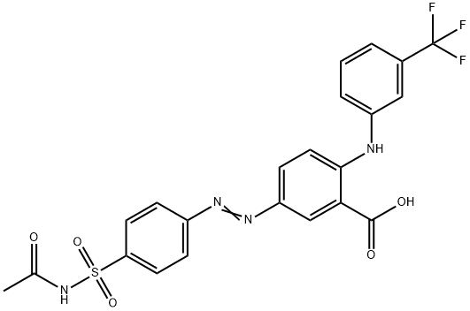 Benzoic  acid,  5-[[4-[(acetylamino)sulfonyl]phenyl]azo]-2-[[3-(trifluoromethyl)phenyl]amino]-  (9CI),110679-69-1,结构式