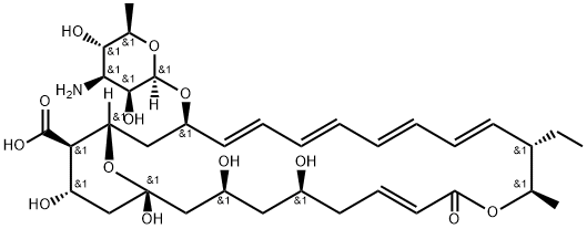 (7E,13E,15E,17E,19E)-21-(4-amino-3,5-dihydroxy-6-methyl-oxan-2-yl)oxy-12-ethyl-1,3,5,25-tetrahydroxy-11-methyl-9-oxo-10,27-dioxabicyclo[21.3.1]heptacosa-7,13,15,17,19-pentaene-24-carboxylic acid|四霉素
