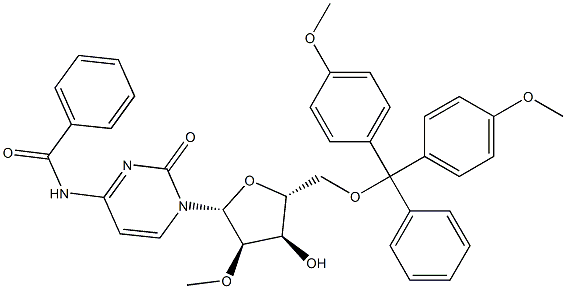 Cytidine, N-benzoyl-5'-O-[bis(4-Methoxyphenyl)phenylMethyl]-2'-O-Methyl- 化学構造式