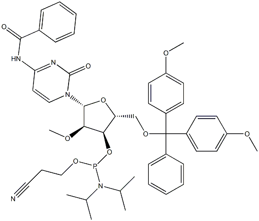 N-blocked-5'-O-DMT-2'-O-Me CED cytosine phosphoramidite Struktur