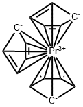 トリス(シクロペンタジエニル)プラセオジム 化学構造式