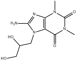 8-amino-7-(2,3-dihydroxypropyl)-1,3-dimethyl-purine-2,6-dione 化学構造式