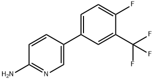 5-(4-フルオロ-3-(トリフルオロメチル)フェニル)ピリジン-2-アミン 化学構造式