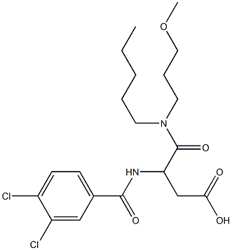 (+-)-3-((3,4-Dichlorobenzoyl)amino)-4-((3-methoxypropyl)pentylamino)-4 -oxobutanoic acid 结构式