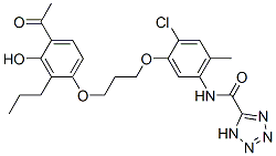 1H-Tetrazole-5-carboxamide, N-(5-(3-(4-acetyl-3-hydroxy-2-propylphenox y)propoxy)-4-chloro-2-methylphenyl)-, monosodium salt Struktur