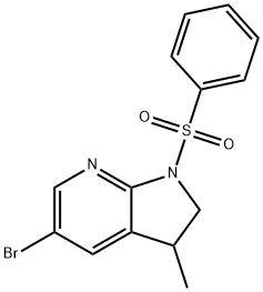 1H-Pyrrolo[2,3-b]pyridine, 5-broMo-2,3-dihydro-3-Methyl-1-(phenylsulfonyl)- 化学構造式