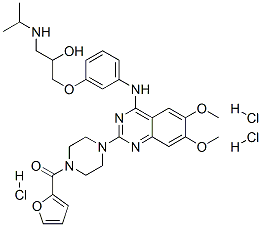 2-furyl-[4-[4-[[3-[2-hydroxy-3-(propan-2-ylamino)propoxy]phenyl]amino] -6,7-dimethoxy-quinazolin-2-yl]piperazin-1-yl]methanone trihydrochlori de,111218-84-9,结构式