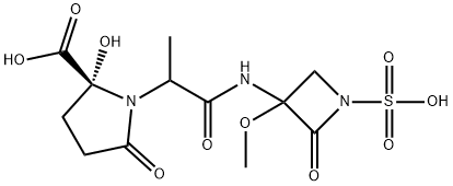 2-Hydroxy-1-[2-[(3-methoxy-2-oxo-1-sulfo-3-azetidinyl)amino]-1-methyl-2-oxoethyl]-5-oxoproline,111243-20-0,结构式