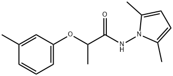 N-(2,5-dimethylpyrrol-1-yl)-2-(3-methylphenoxy)propanamide 化学構造式