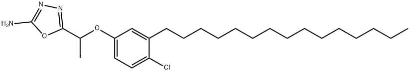 1,3,4-Oxadiazol-2-amine, 5-(1-(4-chloro-3-pentadecylphenoxy)ethyl)- Structure