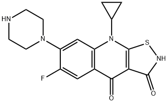 6-Fluoro-7-(piperazin-1-yl)-9-cyclopropylisothiazolo[5,4-b]quinoline-3,4(2H,9H)-dione Structure