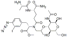 N-acetylmuramyl-alanyl-isoglutaminyl-(3'-iodo-4'-azidophenylalanine) methyl ester 结构式