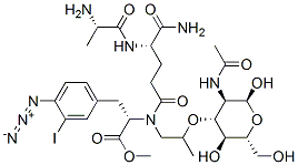 N-acetylmuramyl-alanyl-isoglutaminyl-(3'-iodo-4'-azidophenylalanine) methyl ester 化学構造式