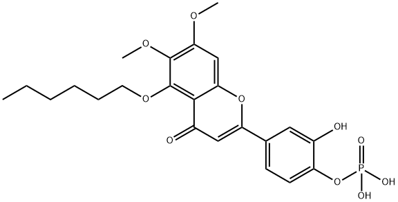 5-hexyloxy-3',4'-dihydroxy-6,7-dimethoxyflavone 4'-phosphate,111372-46-4,结构式