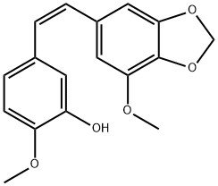 2-メトキシ-5-[(Z)-2-(7-メトキシ-1,3-ベンゾジオキソール-5-イル)エテニル]フェノール 化学構造式