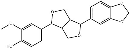 4-[4-(2H-1,3-ベンゾジオキソール-5-イル)-ヘキサヒドロフロ[3,4-c]フラン-1-イル]-2-メトキシフェノール 化学構造式