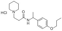 1-Piperidinepropionamide, N-(alpha-methyl-p-propoxybenzyl)-, hydrochlo ride Struktur