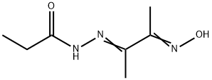 Propanoic  acid,  [2-(hydroxyimino)-1-methylpropylidene]hydrazide  (9CI) Struktur