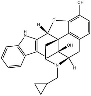 (4bS,8R)-7-シクロプロピルメチル-5,6,7,8,14,14bβ-ヘキサヒドロ-4,8α-メタノベンゾフロ[2,3-a]ピリド[4,3-b]カルバゾール-1,8aβ(9H)-ジオール 化学構造式