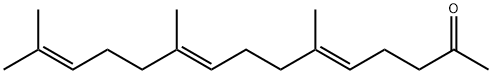 (5E,9E)-6,10,14-トリメチルペンタデカ-5,9,13-トリエン-2-オン 化学構造式