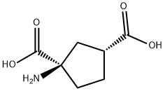 (1R)-1-アミノシクロペンタン-1α,3α-ジカルボン酸 化学構造式