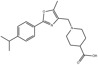 1-{[2-(4-isopropylphenyl)-5-methyl-1,3-oxazol-4-yl]methyl}piperidine-4-carboxylic acid Struktur