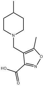 5-methyl-4-[(4-methylpiperidin-1-yl)methyl]isoxazole-3-carboxylic acid Struktur
