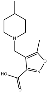 5-甲基-4-((4-甲基哌啶-1-基)甲基)异噁唑-3-羧酸 结构式