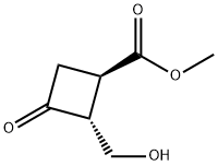 Cyclobutanecarboxylic acid, 2-(hydroxymethyl)-3-oxo-, methyl ester, trans- (9CI) Struktur