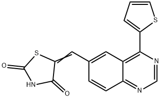 5-((4-(噻吩-2-基)喹唑啉-6-基)亚甲基)噻唑烷-2,4-二酮, 1121529-23-4, 结构式