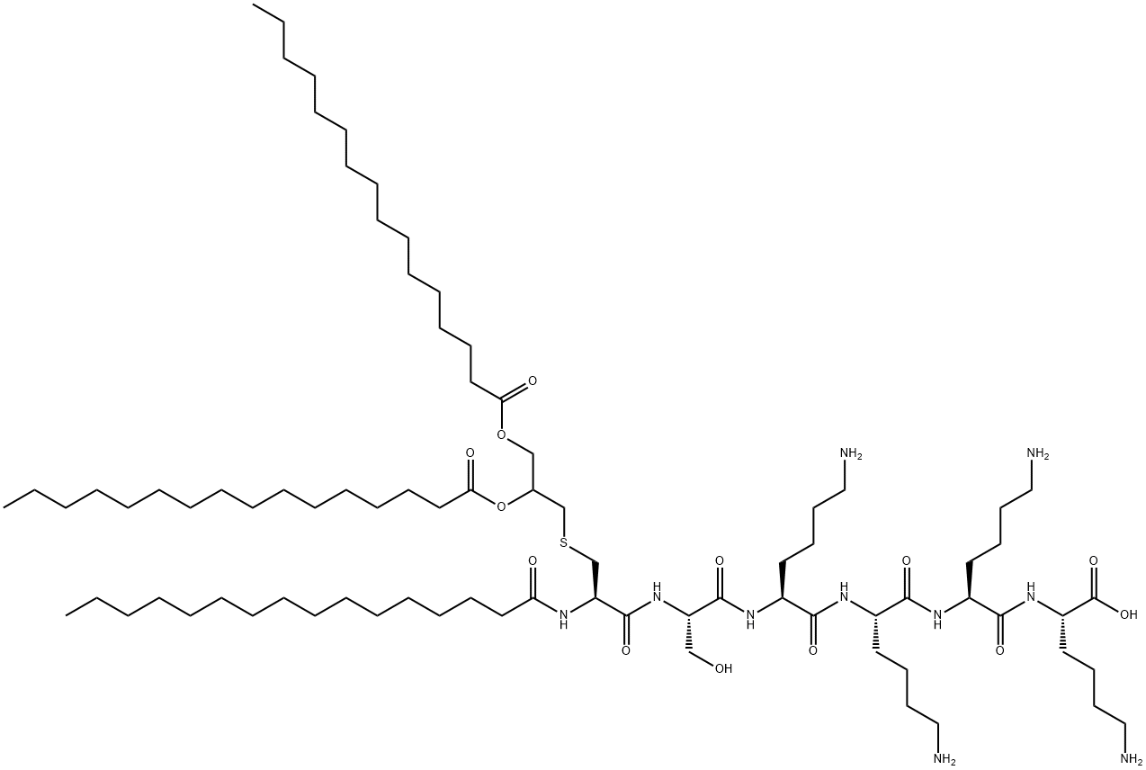 PALMITOYL-CYS((RS)-2,3-DI(PALMITOYLOXY)-PROPYL)-SER-LYS-LYS-LYS-LYS-OH Structure