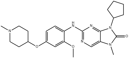 1124329-14-1 2-[[4-[(1-メチルピペリジン-4-イル)オキシ]-2-メトキシフェニル]アミノ]-7-メチル-9-シクロペンチル-7H-プリン-8(9H)-オン