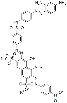 2,7-Naphthalenedisulfonic acid, 4-amino-6-4-4-(2,4-diaminophenyl)azophenylaminosulfonylphenylazo-5-hydroxy-3-(4-nitrophenyl)azo-, potassium sodium salt 结构式