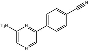 4-(6-aminopyrazin-2-yl)benzonitrile 化学構造式