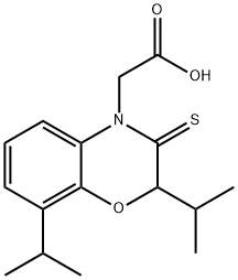 2,3-ジヒドロ-2,8-ジイソプロピル-3-チオキソ-4H-1,4-ベンゾオキサジン-4-酢酸 化学構造式