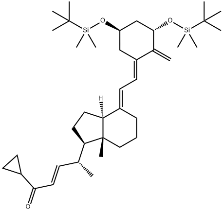 (2E,4R)-4-[(1R,3aS,4E,7aR)-4-[(2E)-2-[(3S,5R)-3,5-Bis[[(tert-butyl)dimethylsilyl]oxy]-2-methylenecyclohexylidene]ethylidene]octahydro-7a-methyl-1H-inden-1-yl]-1-cyclopropyl-2-penten-1-one Struktur